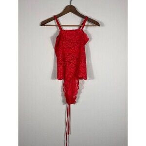 Free People Hot as Hell Red Lace Lingerie Bodysuit with Corset Back – Size S